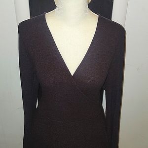 Classic Faux-wrap Sweater Dress